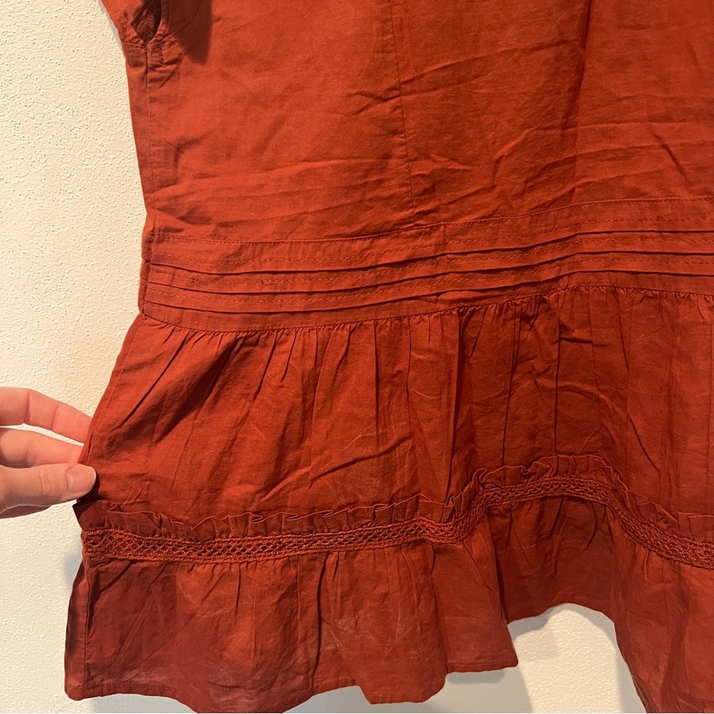 Bohme Ria Flutter Sleeve Boxy Layered Cotton Lightweight Blouse - Picture 10 of 10